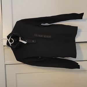 NWT Republic Men's Button Mock Neck Charcoal Ribbed Pullover Sweater, size M